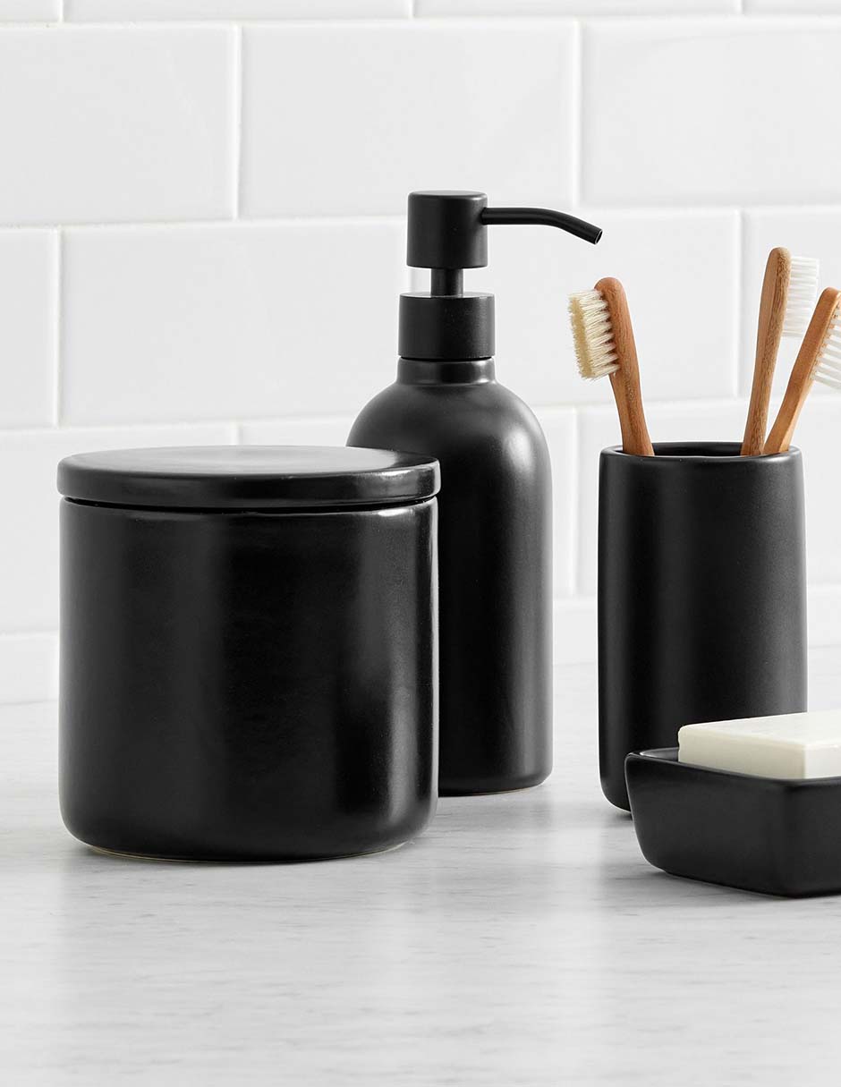 Frasco de almacenamiento matte black de porcelana