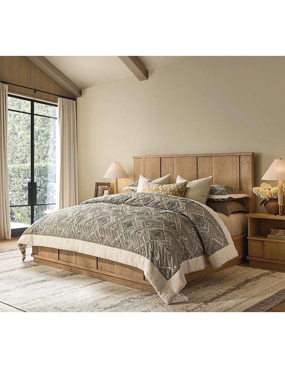 Cama Aldon de madera queen size