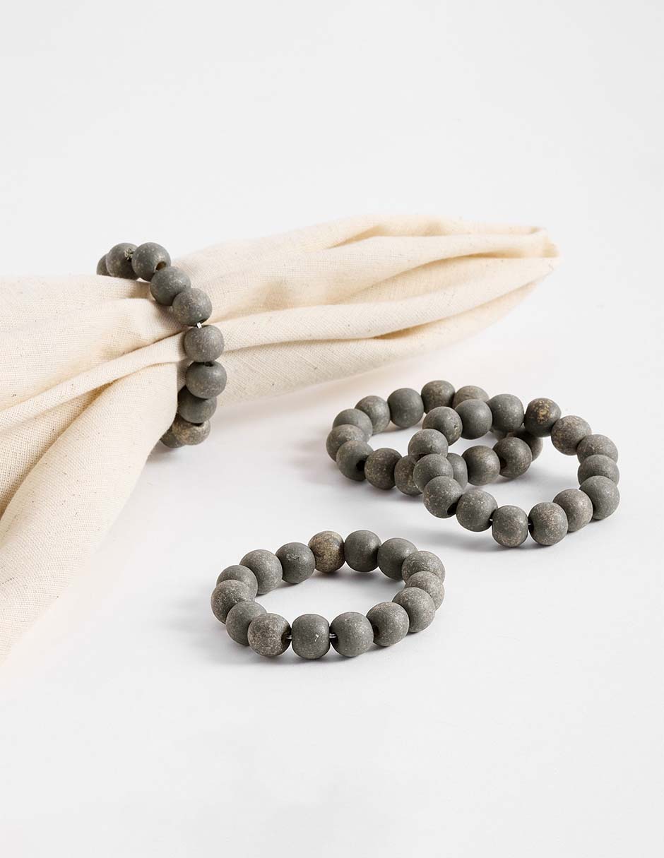 Set aro servilleta Wood Beaded