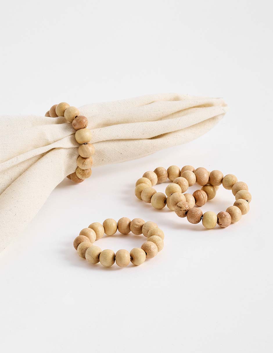 Set aro servilleta Wood Beaded Set aro servilleta Wood Beaded