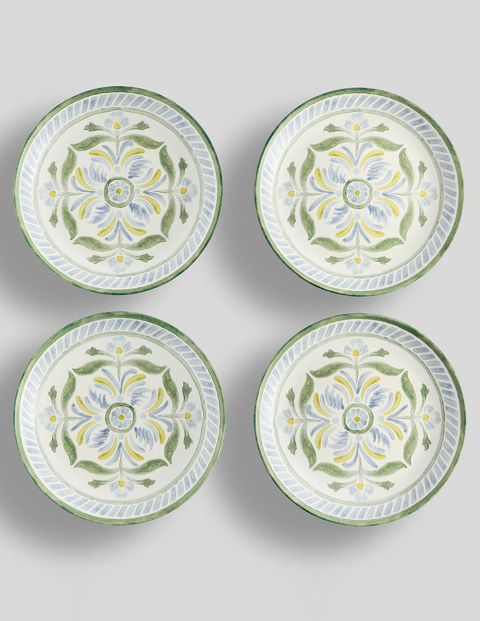 Set de plato para postre Chambray de arcilla 4 piezas
