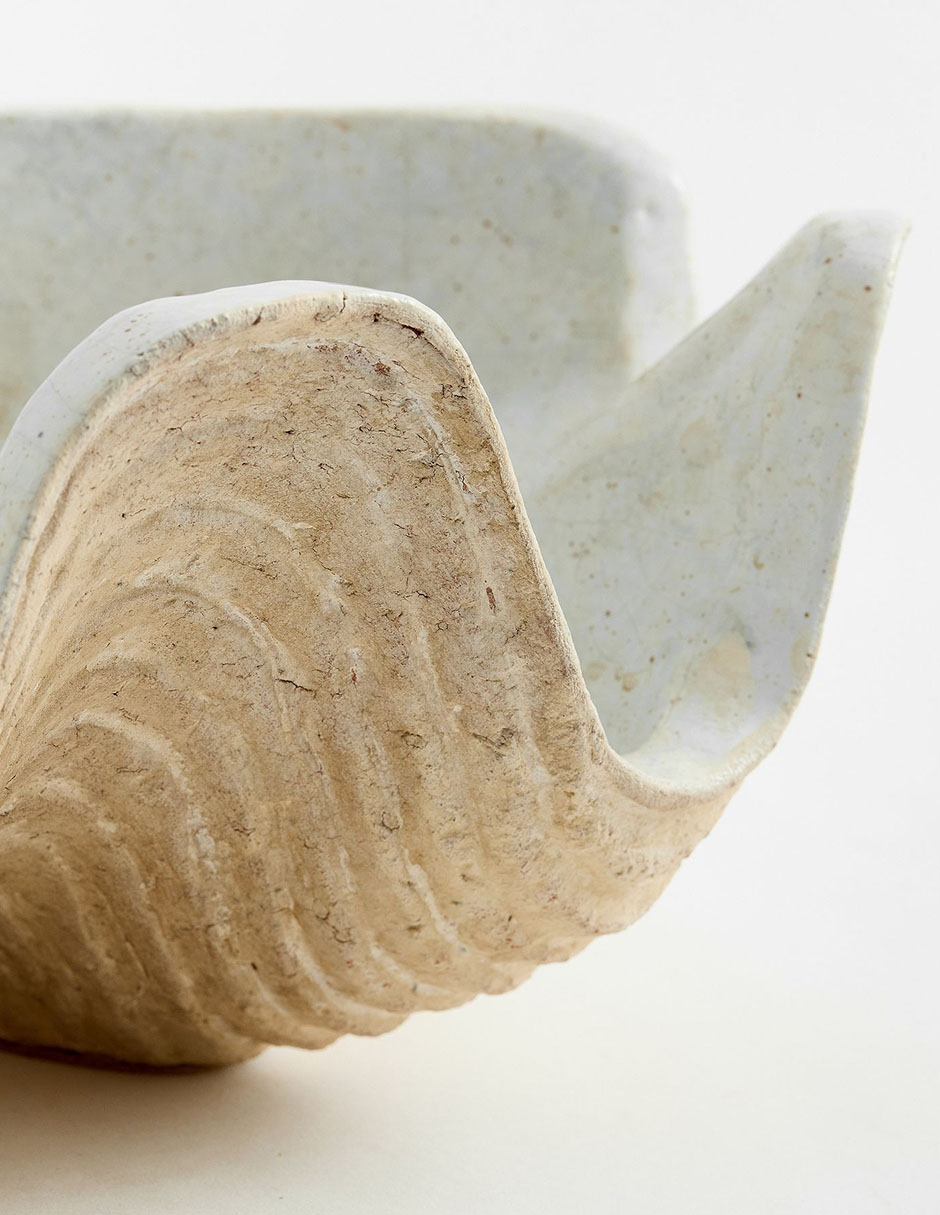 Figura decorativa de almeja Clam de cerámica