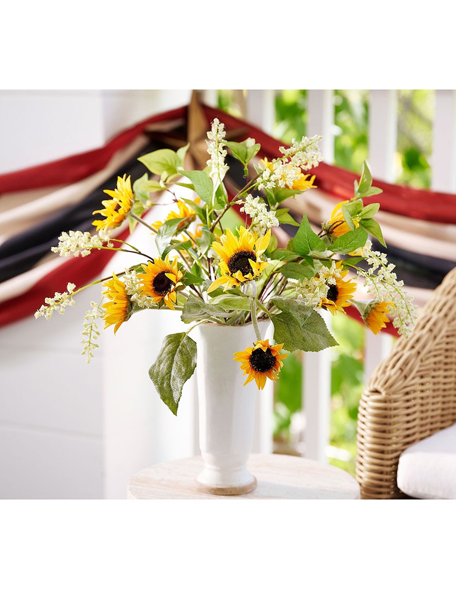 Paquete de girasoles y follaje decorativo faux bundle