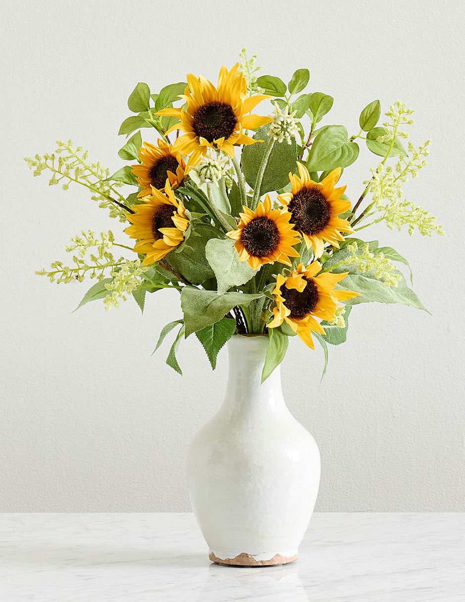 Paquete de girasoles y follaje decorativo faux bundle