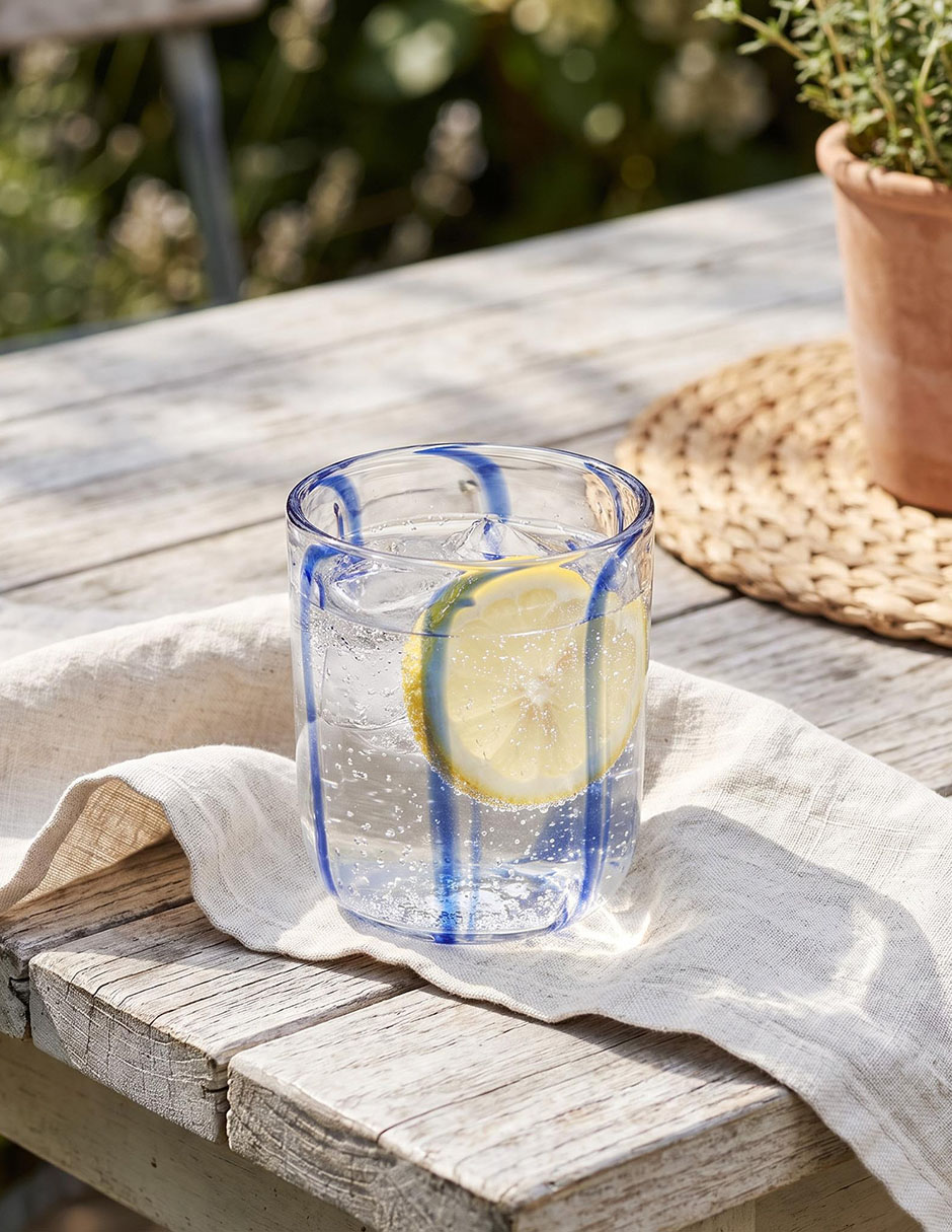 Vaso corto de vidrio