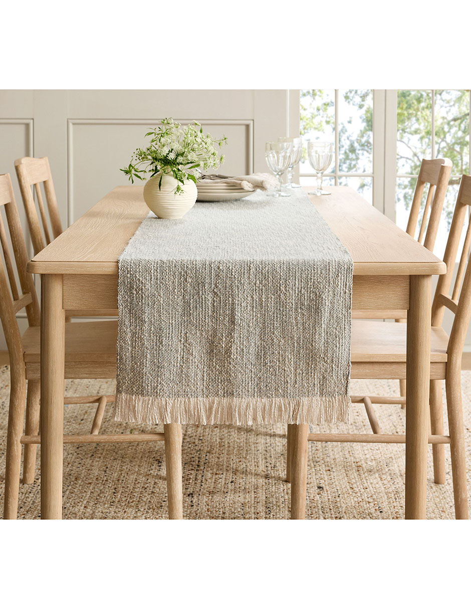 Camino de mesa frayed textured