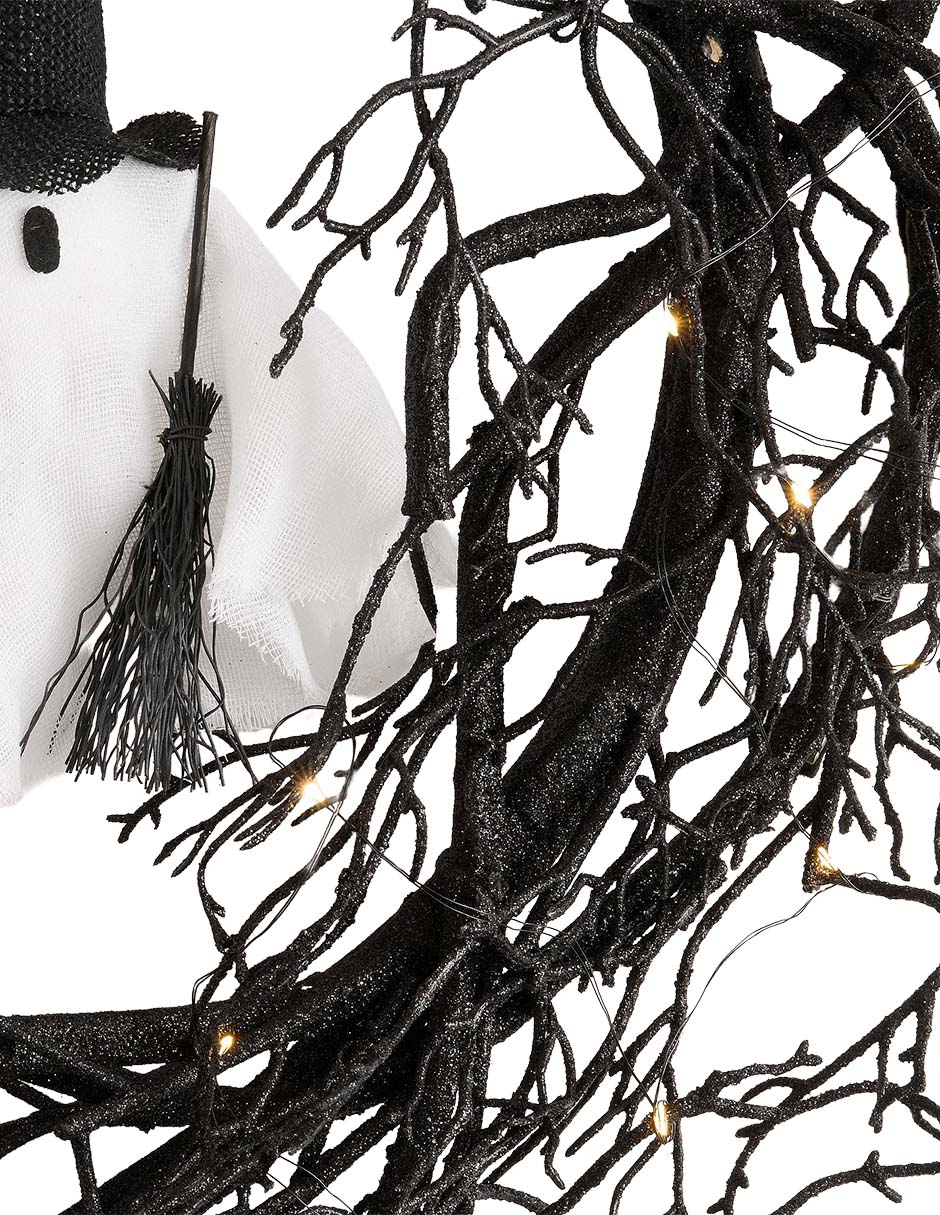 Figura decorativa lit ghost witch wreath