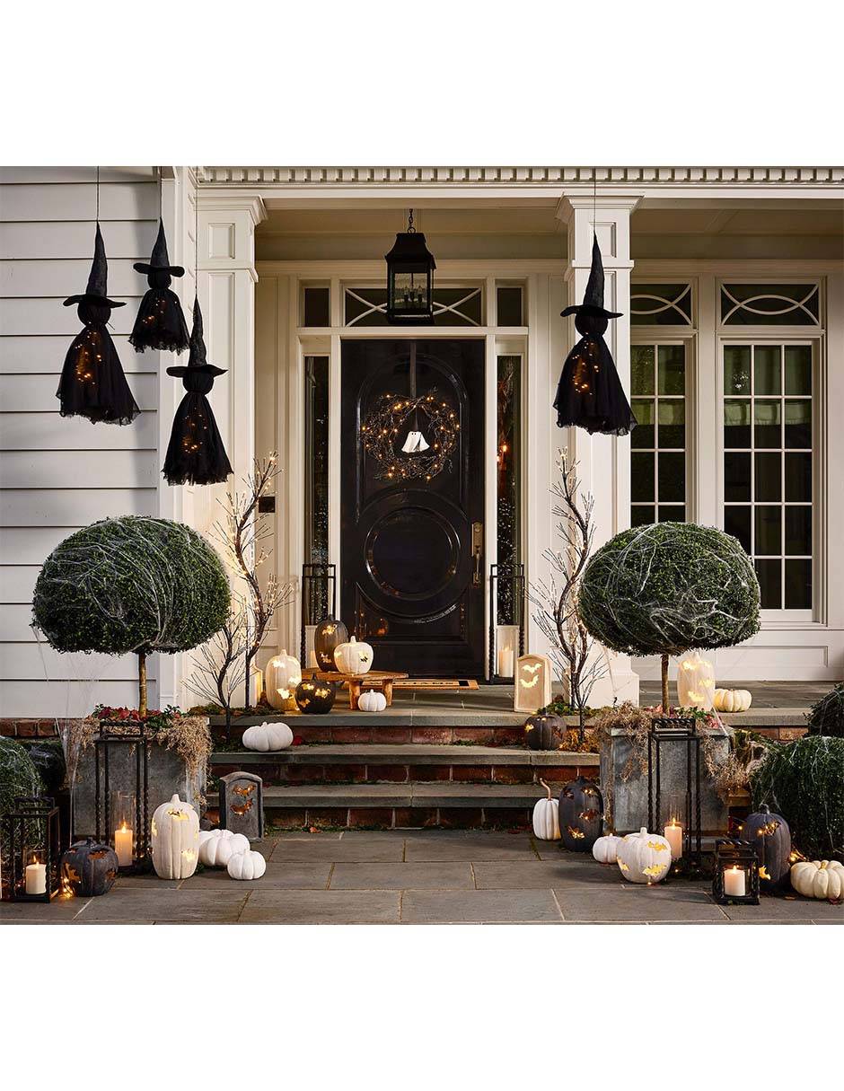 Figura decorativa lit ghost witch wreath
