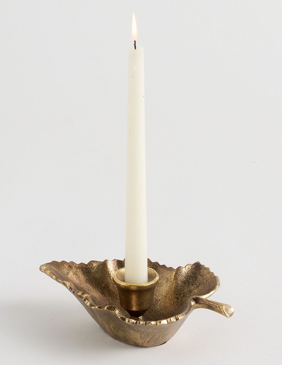 Portavela metal leaf taper holder