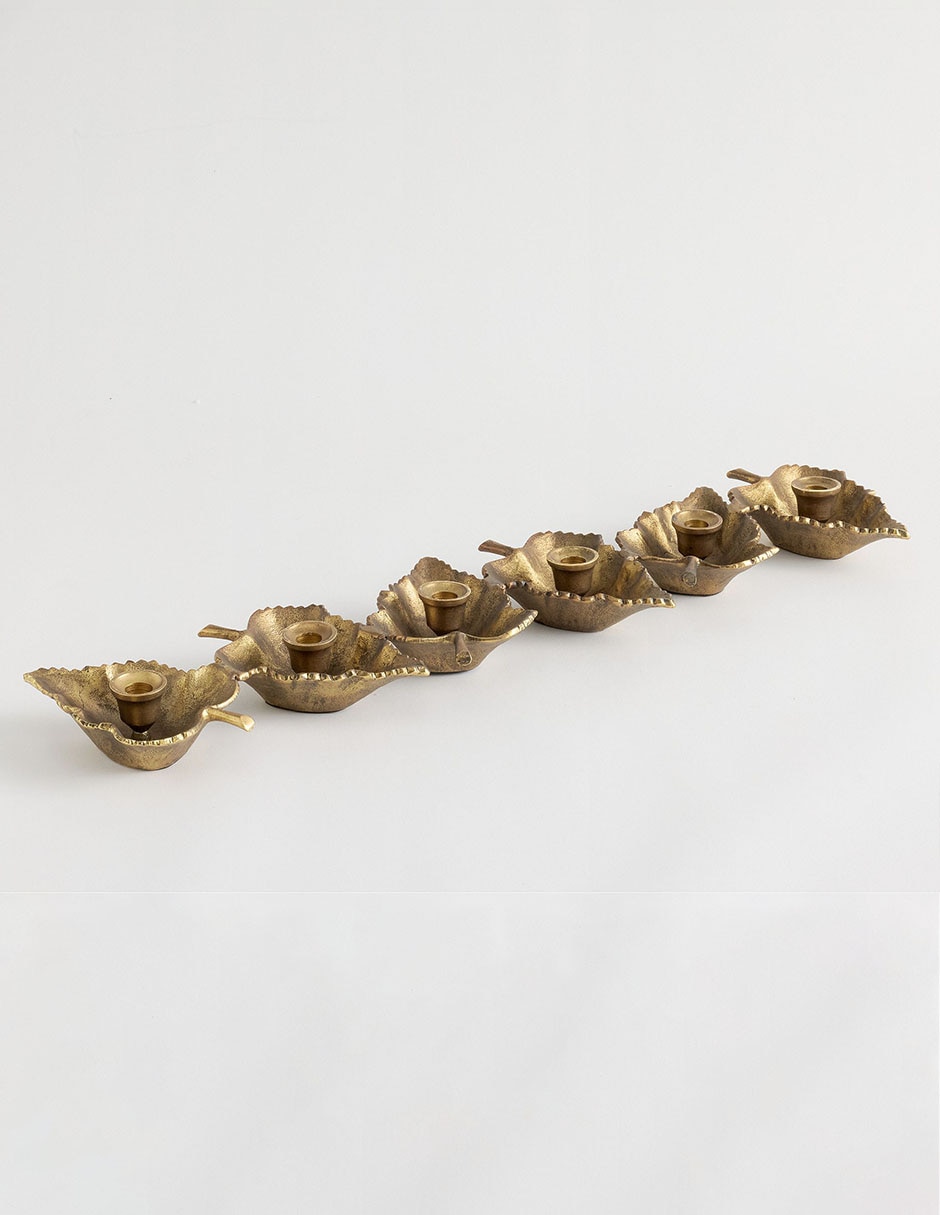Figura decorativa de hoja Metal Leaf Taper Holder de aluminio