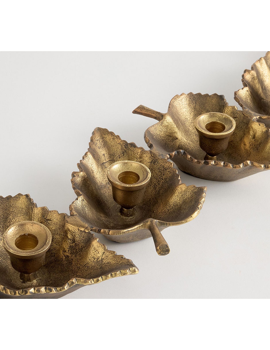 Figura decorativa de hoja Metal Leaf Taper Holder de aluminio 3