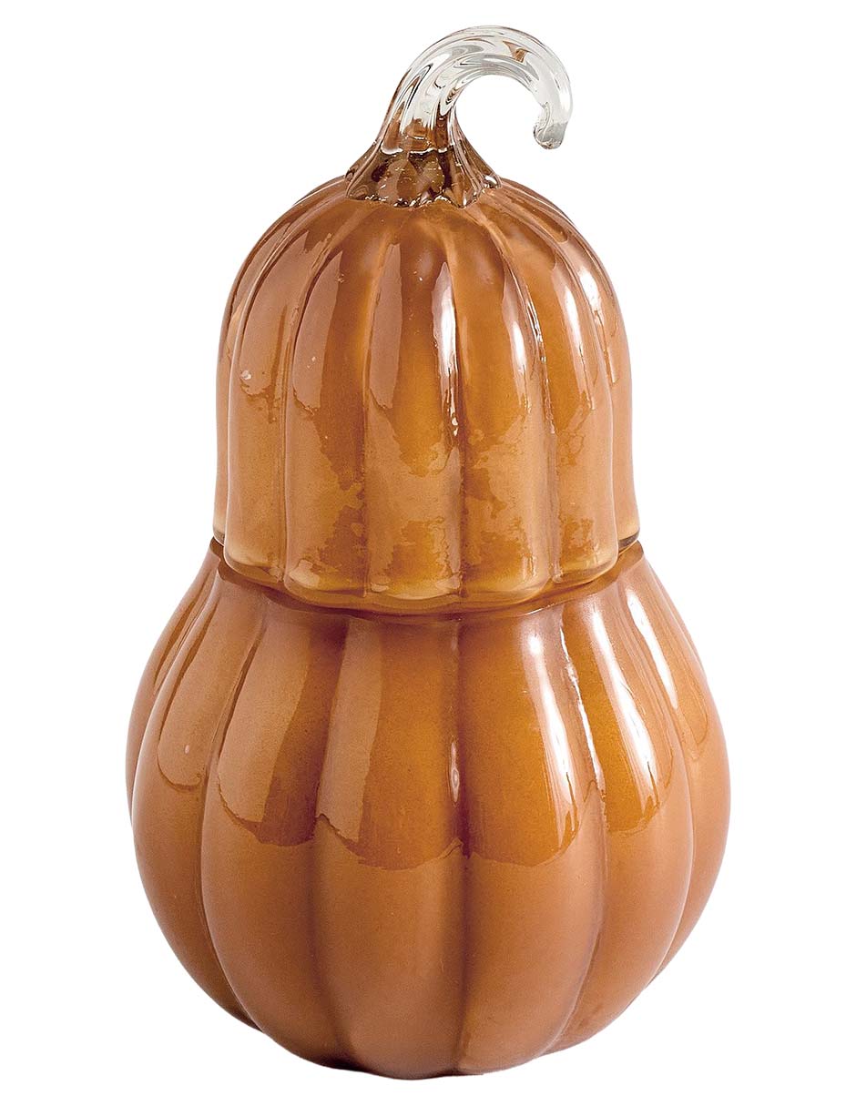 Figura decorativa y vela de calabaza Glass Pumin de vidrio