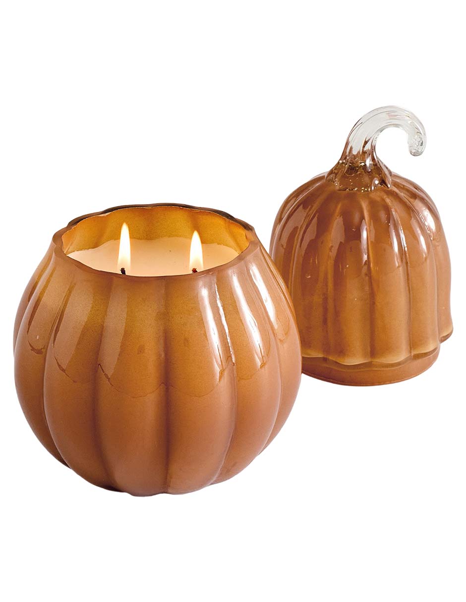 Figura decorativa y vela de calabaza Glass Pumin de vidrio 3