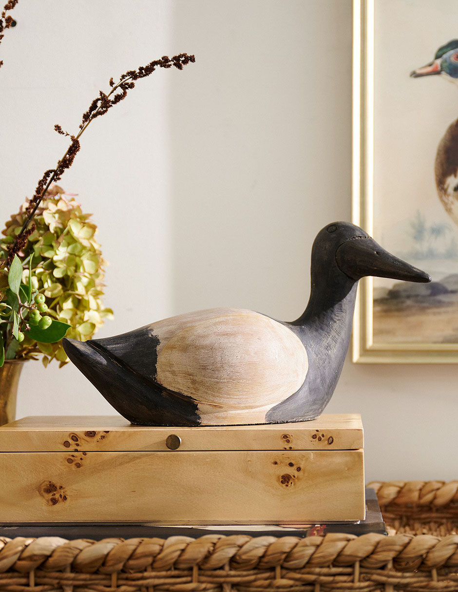 Figura decorativa de pato mallard duck de madera de mango 3