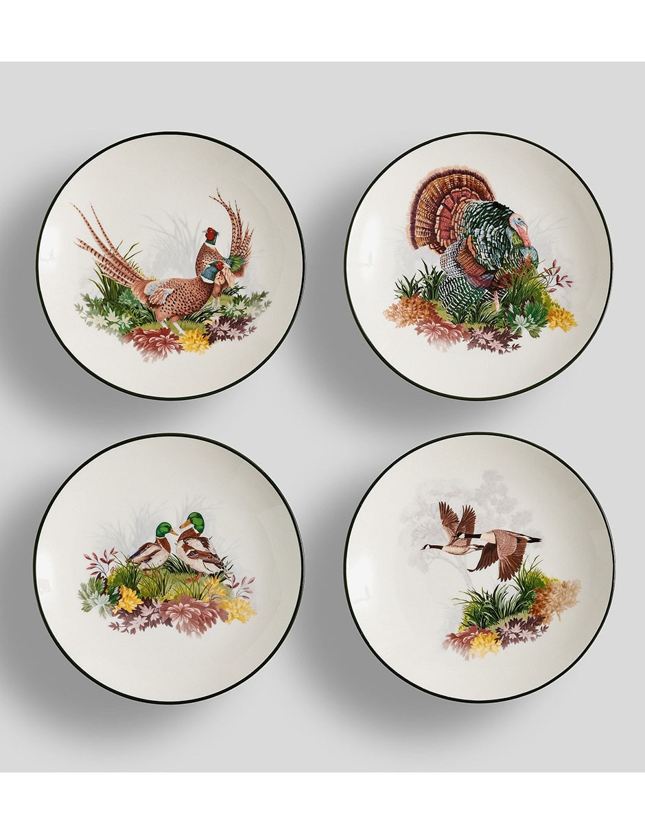 Set plato para postre fantastical forest de cerámica 4 piezas