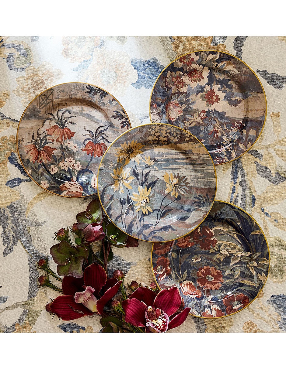 Set platos kravet folly scenic para postre de cerámica 4 piezas