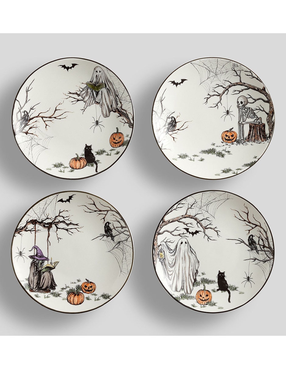 Set plato botana midnight manor de cerámica 4 piezas