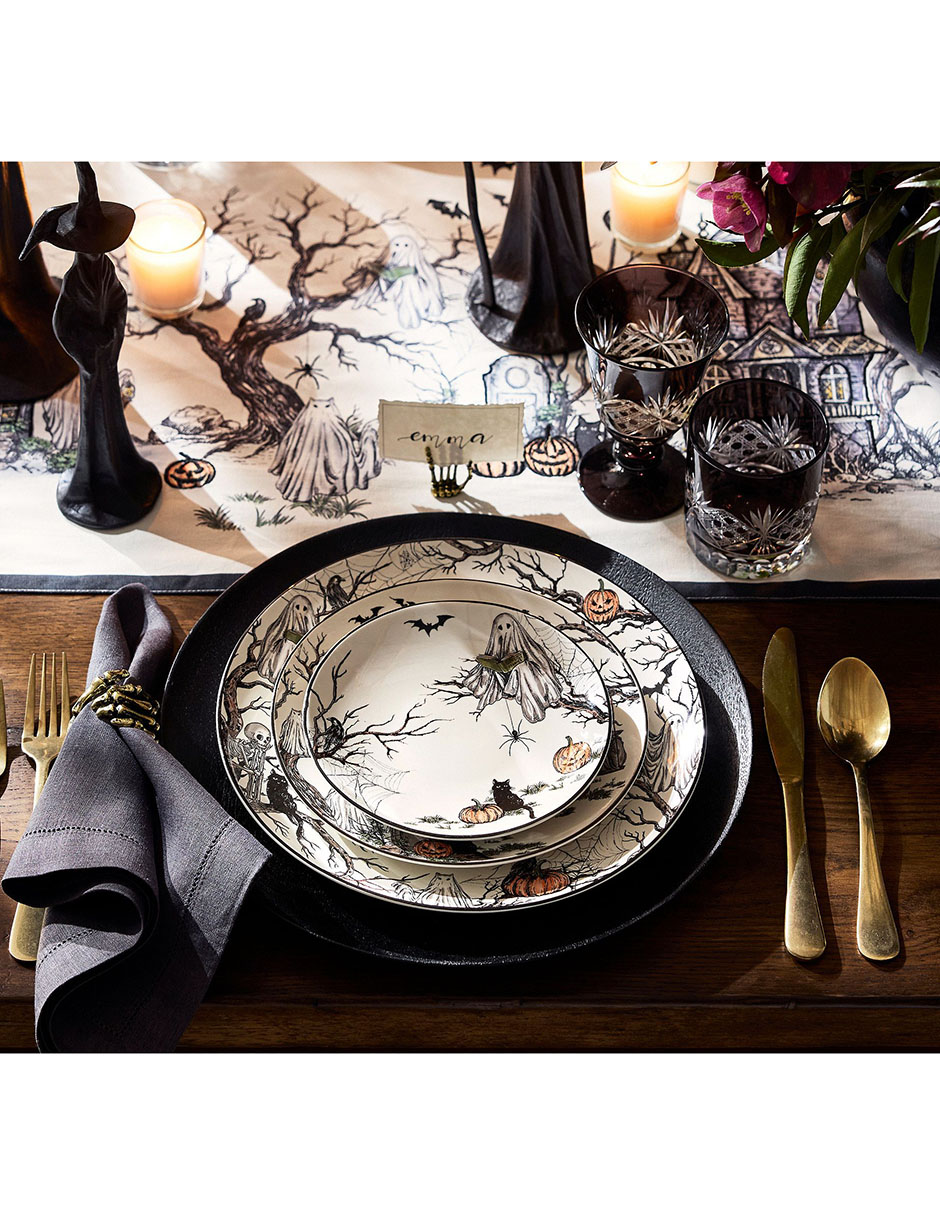 Set plato botana midnight manor de cerámica 4 piezas