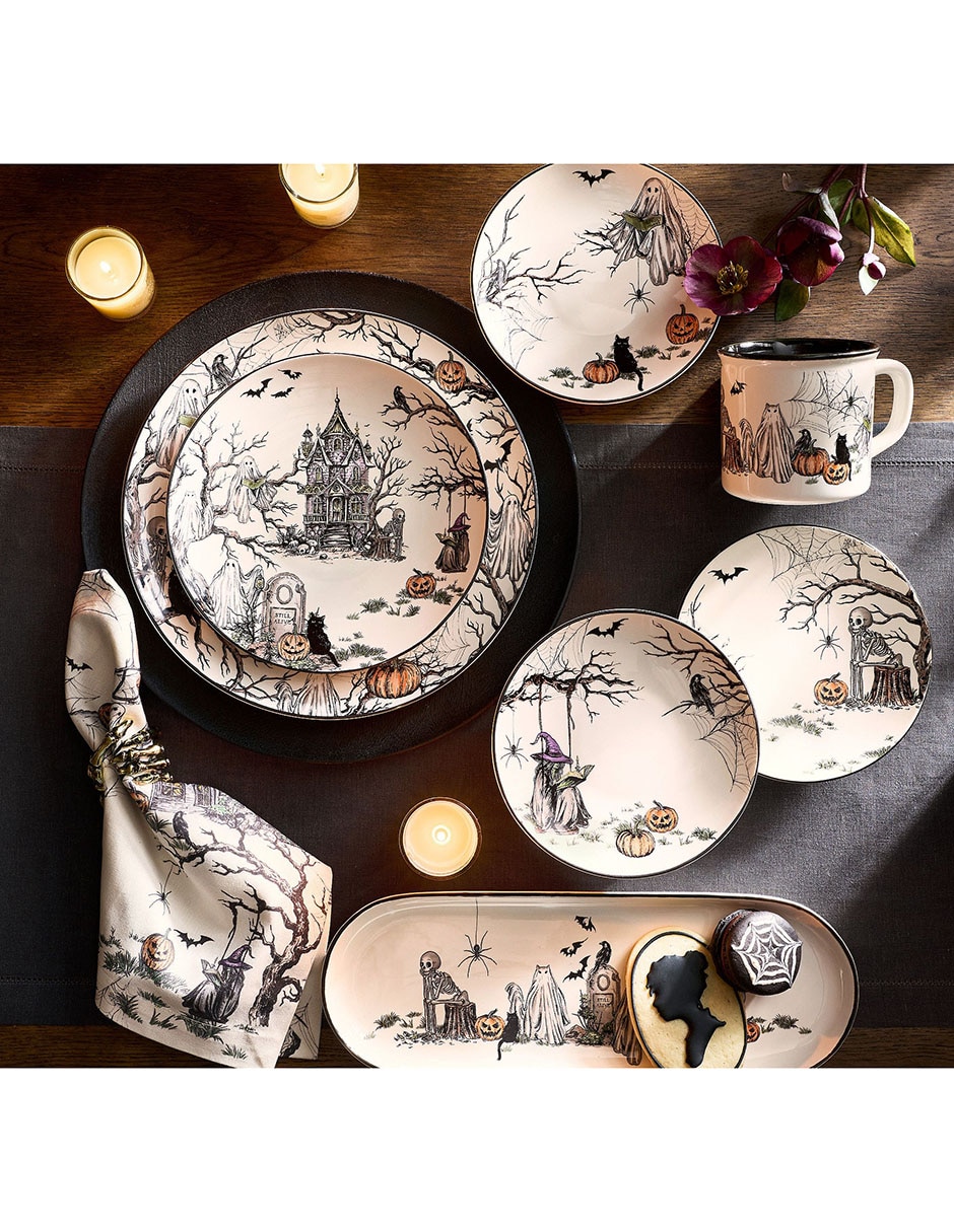 Set plato botana midnight manor de cerámica 4 piezas