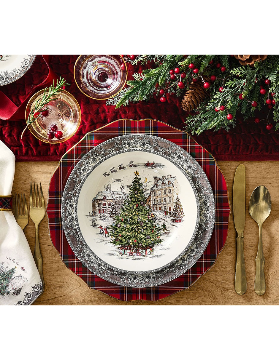 Set platos trinche Vintage Christmas de cerámica 4 piezas 2