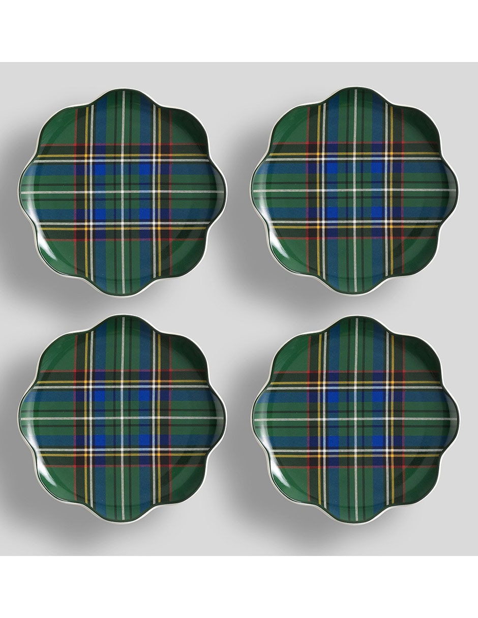 Set de plato para postre Stewart Plaid de cerámica 4 piezas