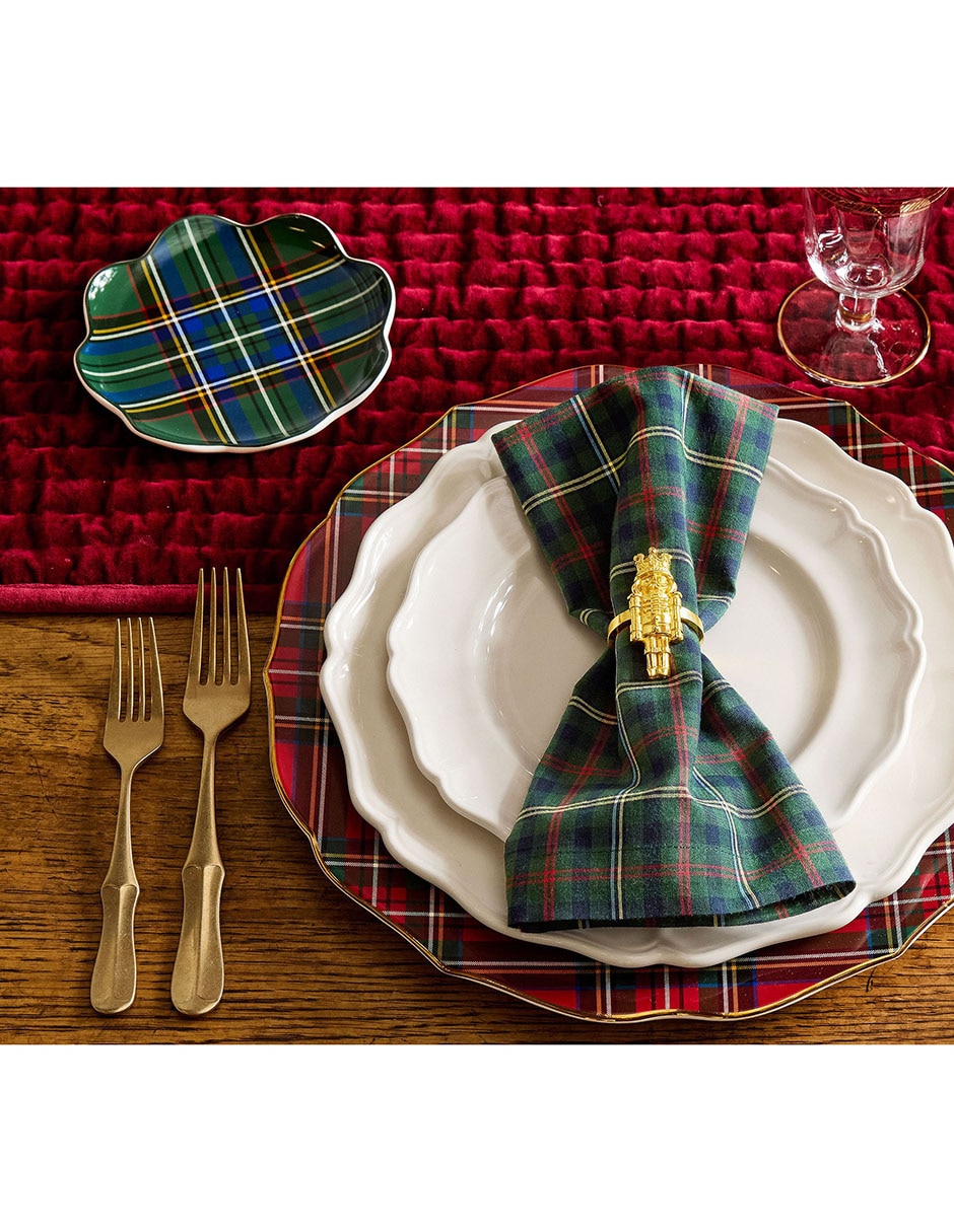 Set de plato para postre Stewart Plaid de cerámica 4 piezas 3