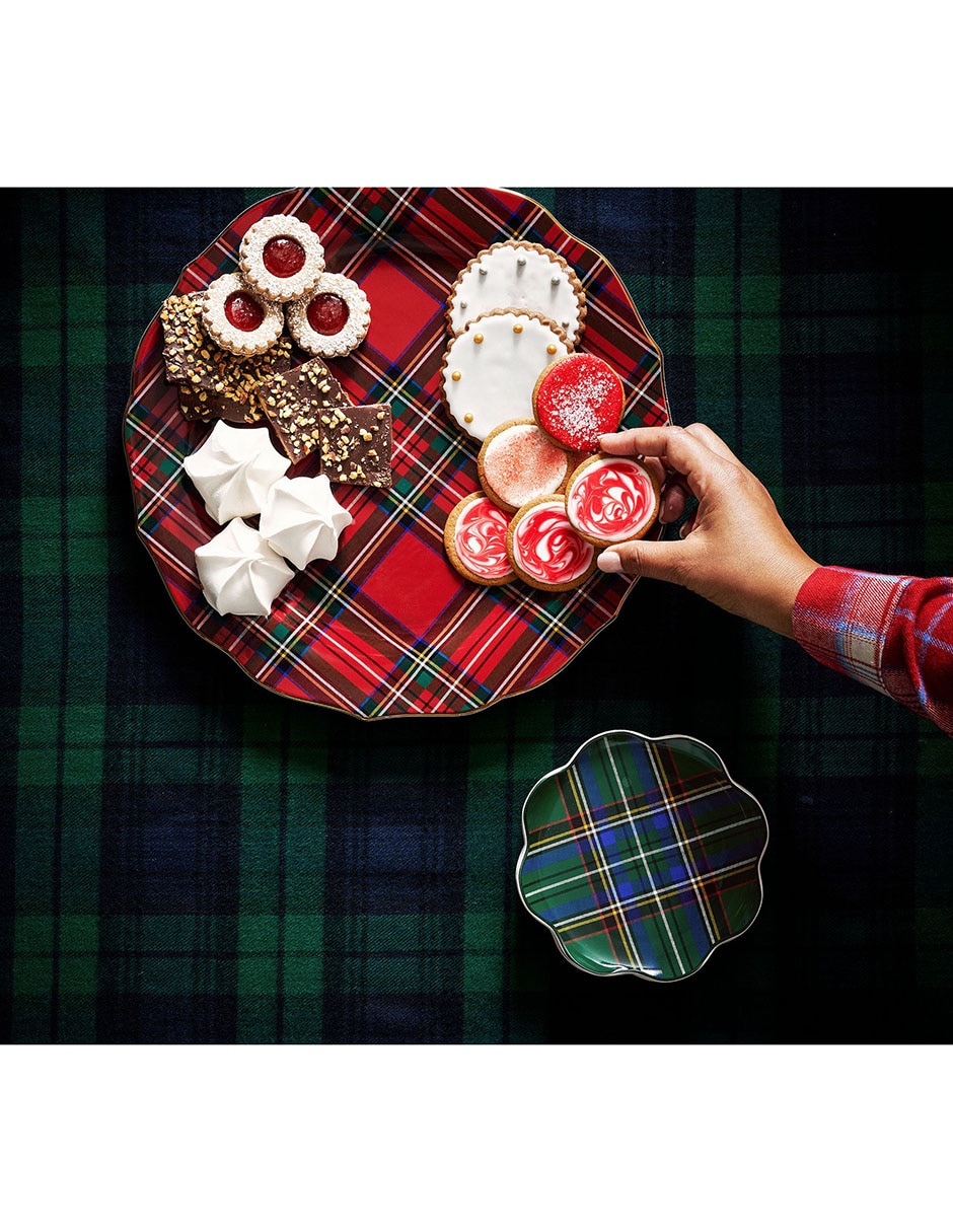 Set de plato para postre Stewart Plaid de cerámica 4 piezas 4