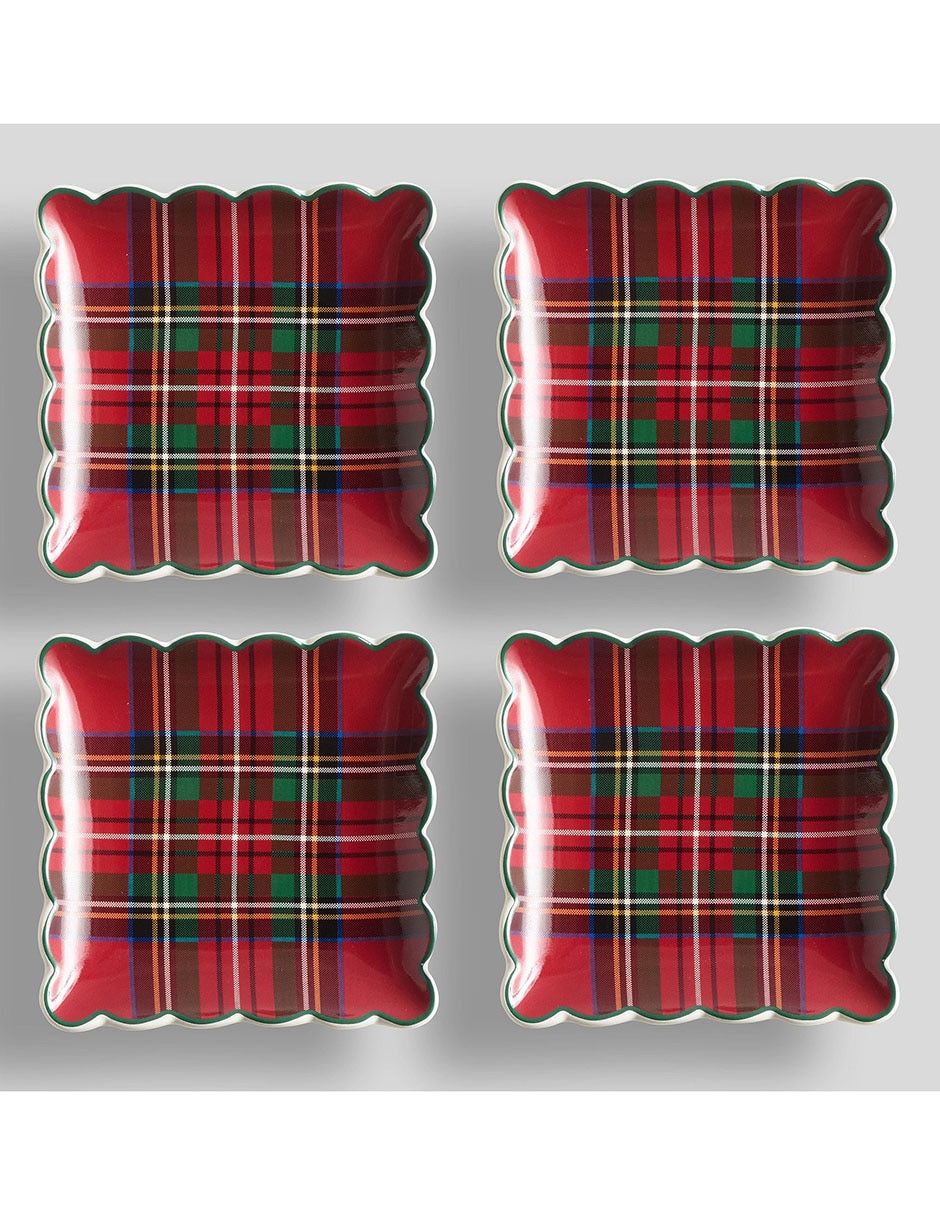 Set de plato para postre Stewart Plaid de cerámica 4 piezas