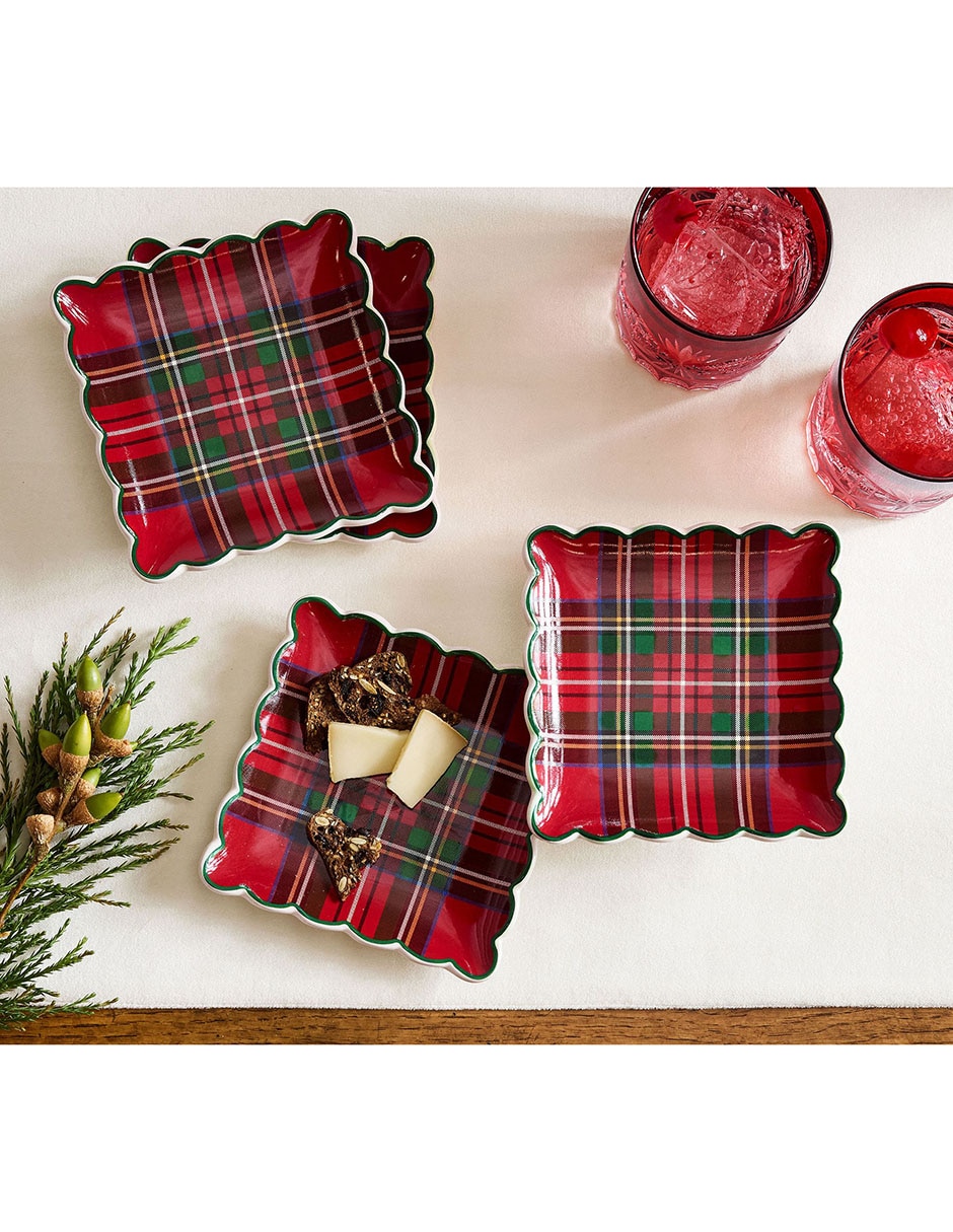 Set de plato para postre Stewart Plaid de cerámica 4 piezas 2