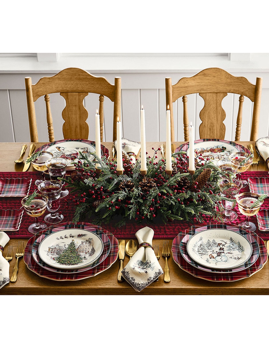 Set de plato para postre Stewart Plaid de cerámica 4 piezas 4