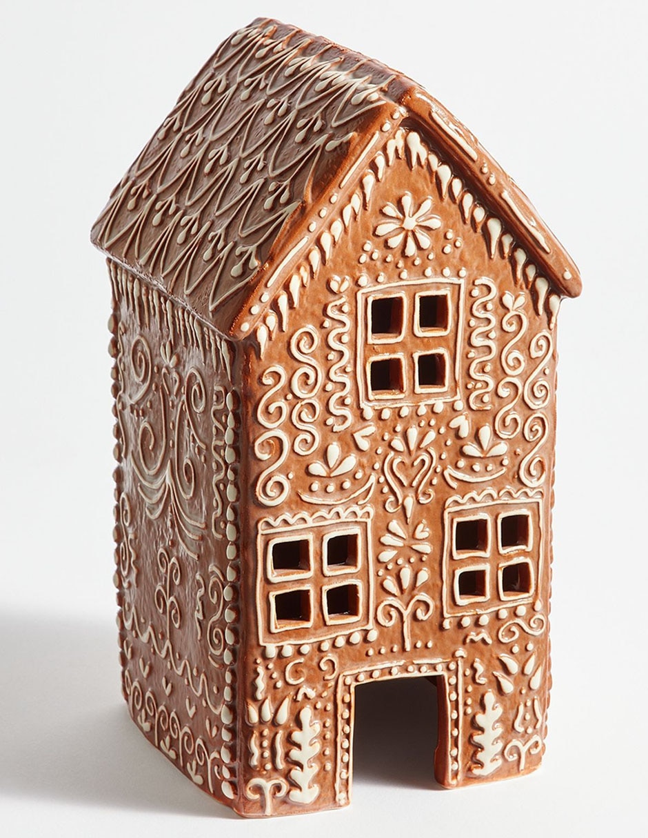 Figura decorativa de casa de jengibre Ceramic Gingerbread Village de cerámica