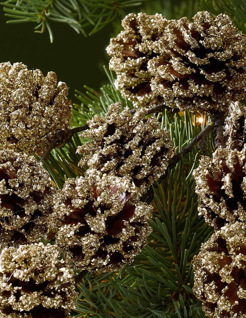 Figura decorativa navideña de piña Glitter Pinecone Pick 2